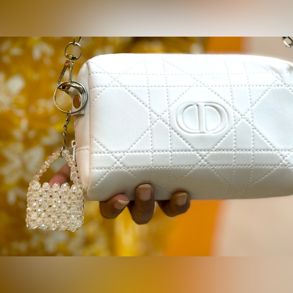 Original Dior Trousseau pouch  with Silver chain and beautiful white stone charm - Picture 9 of 16